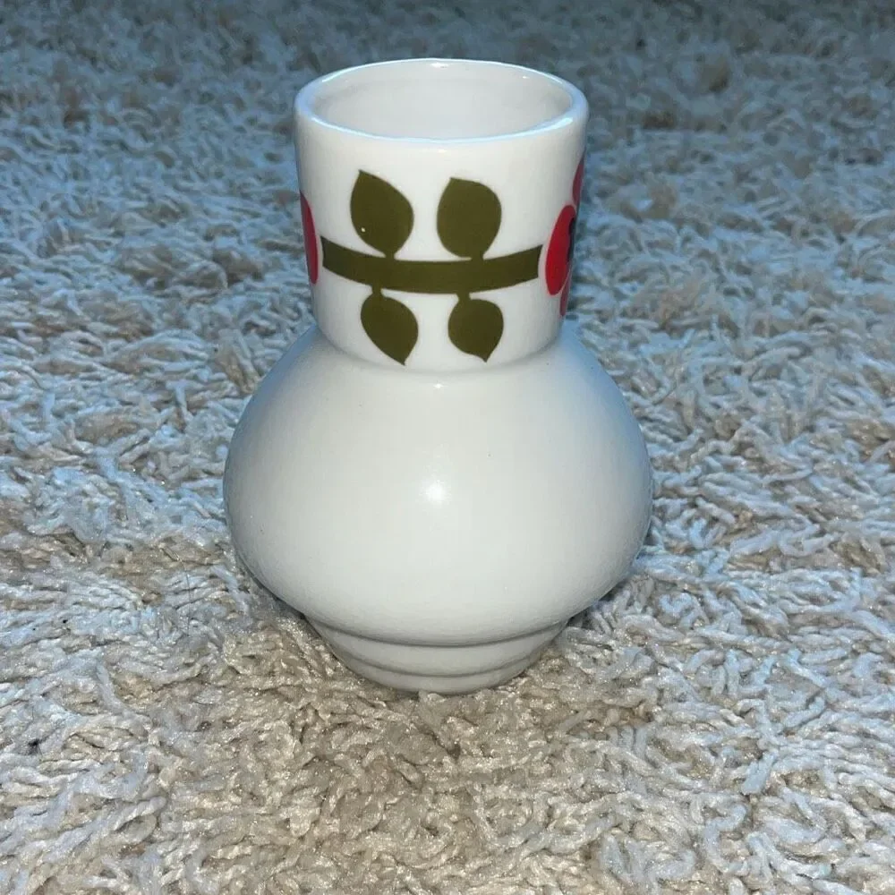 OOK Vintage Sake Bottle Decanter Red Poppy Flower